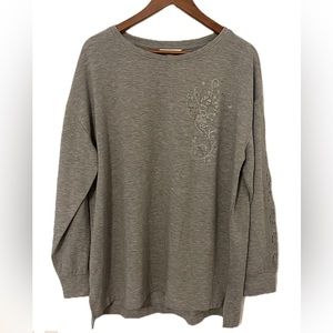 Lauren Conrad Heathered Gray Embellished Sweatshirt SZ XXL EUC